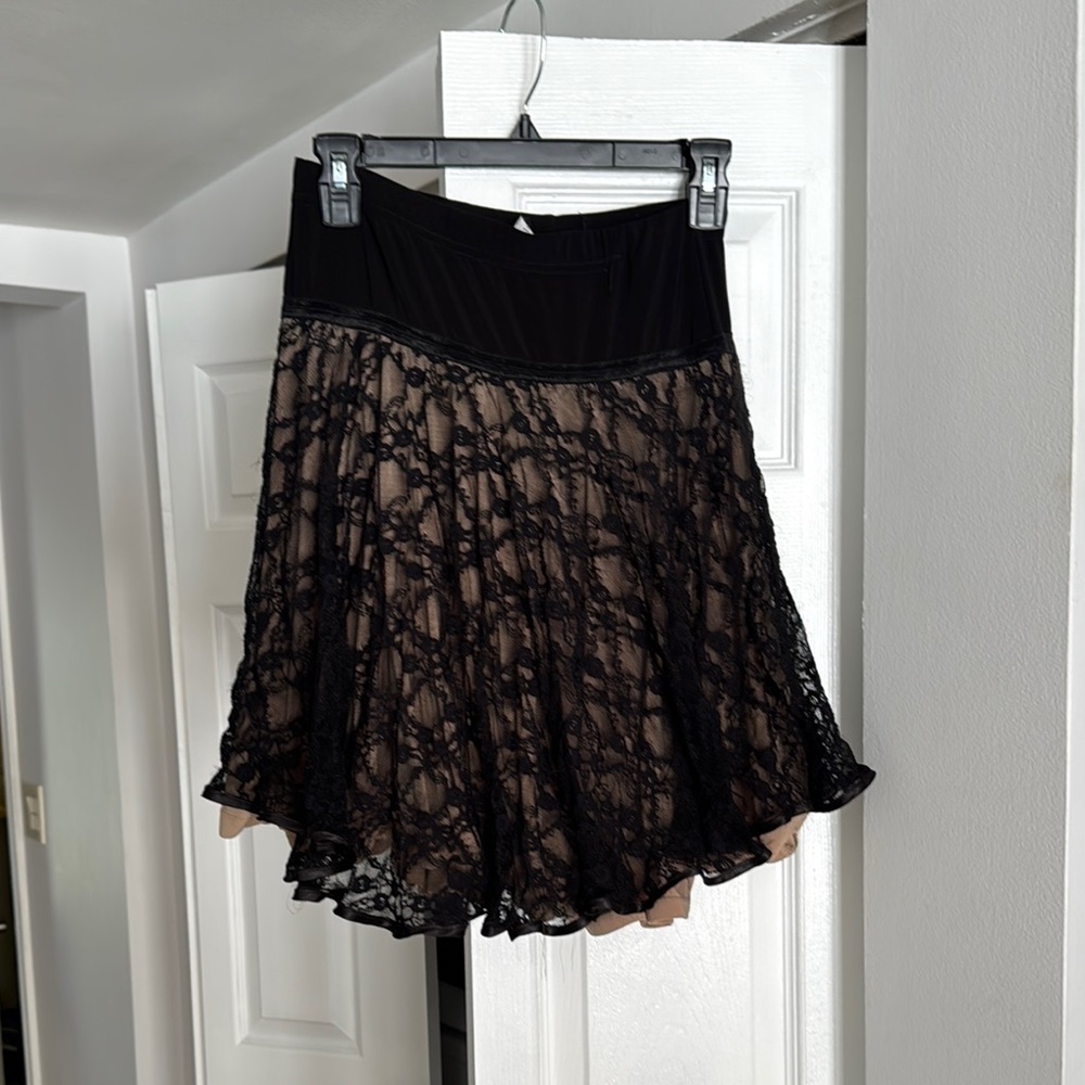Black Lace Latin  dance  Skirt hall swan size46